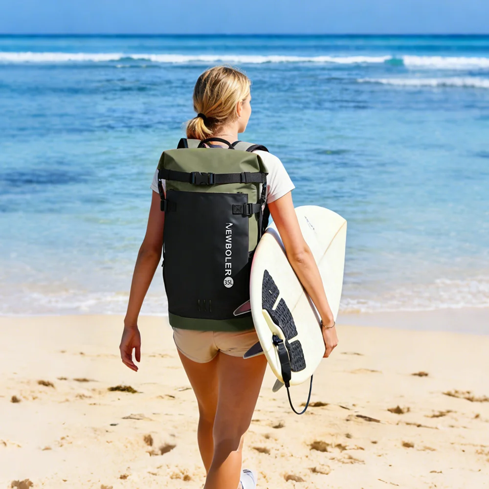 Schwimm-PVC-Packtasche, wasserdichter Rucksack für Damen und Herren, 35L, Schultertasche für Kajak, Trekking, Rafting, Surfen, Bootfahren – Detail 20