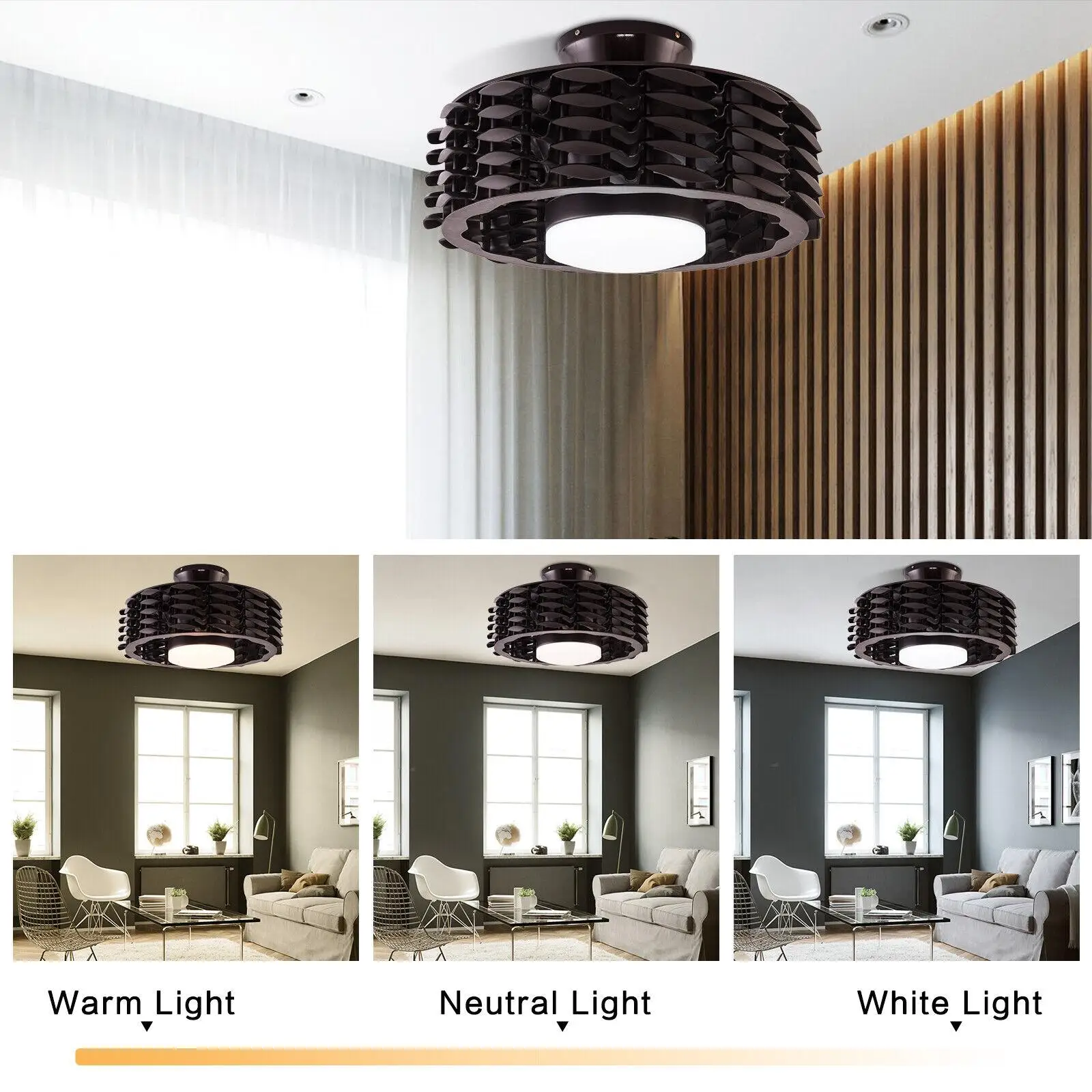 Imagem -05 - Ventilador de Teto Blateless com Controle Remoto Dimmable Luz Led Velocidade Chandelier 22