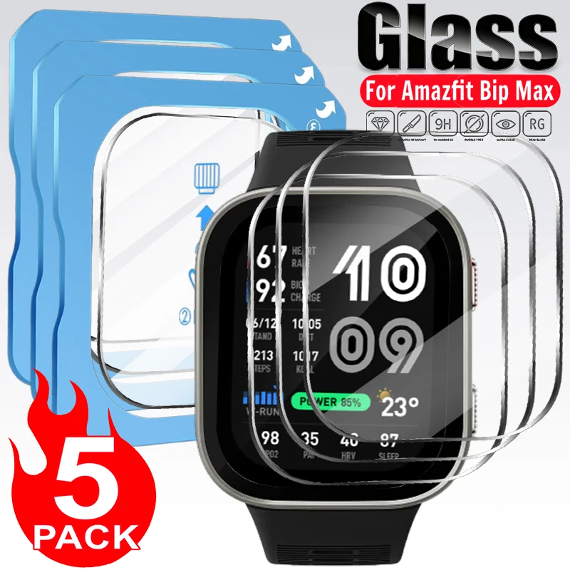 1/5Pcs Easy Installion Tempered Glass Film for Amazfit Bip Max Bubble Free Anti-Scratch Screen Protector for Amazfit BipMax 50MM