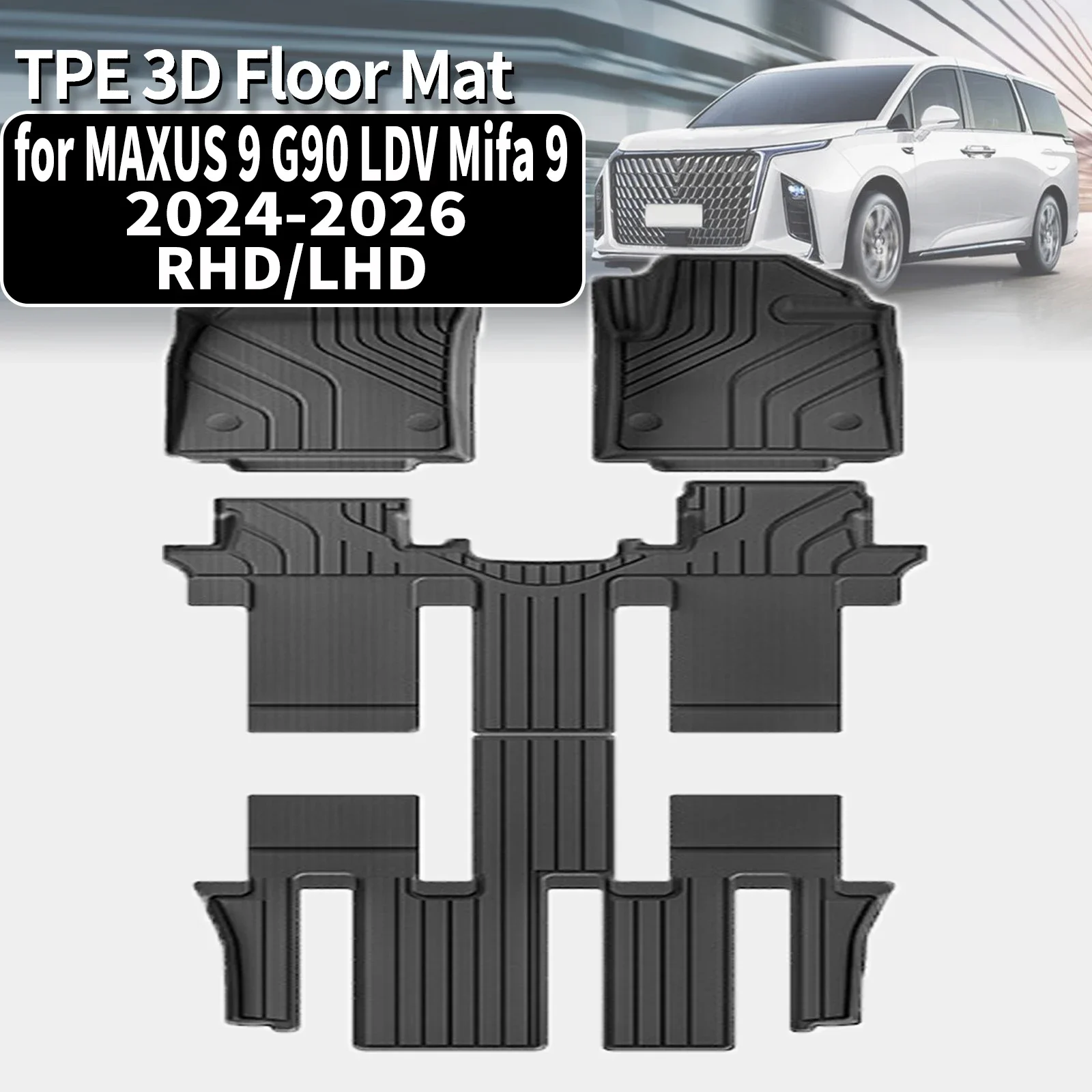 

for MAXUS 9 G90 LDV Mifa 9 2024 2025 2026 RHD/LHD TPE Car Floor Mats Waterproof Non-Slip Easy Clean Accessories