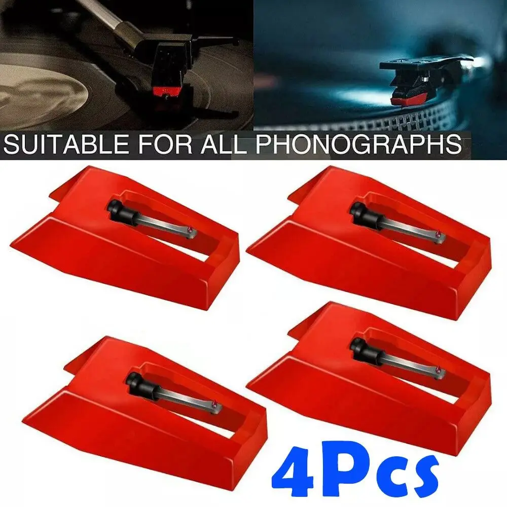 4Pcs Red Record Player Needle Mini Sturdy Turntable Replacement Stylus Repair Parts Phonograph Needle Replacement Stylus