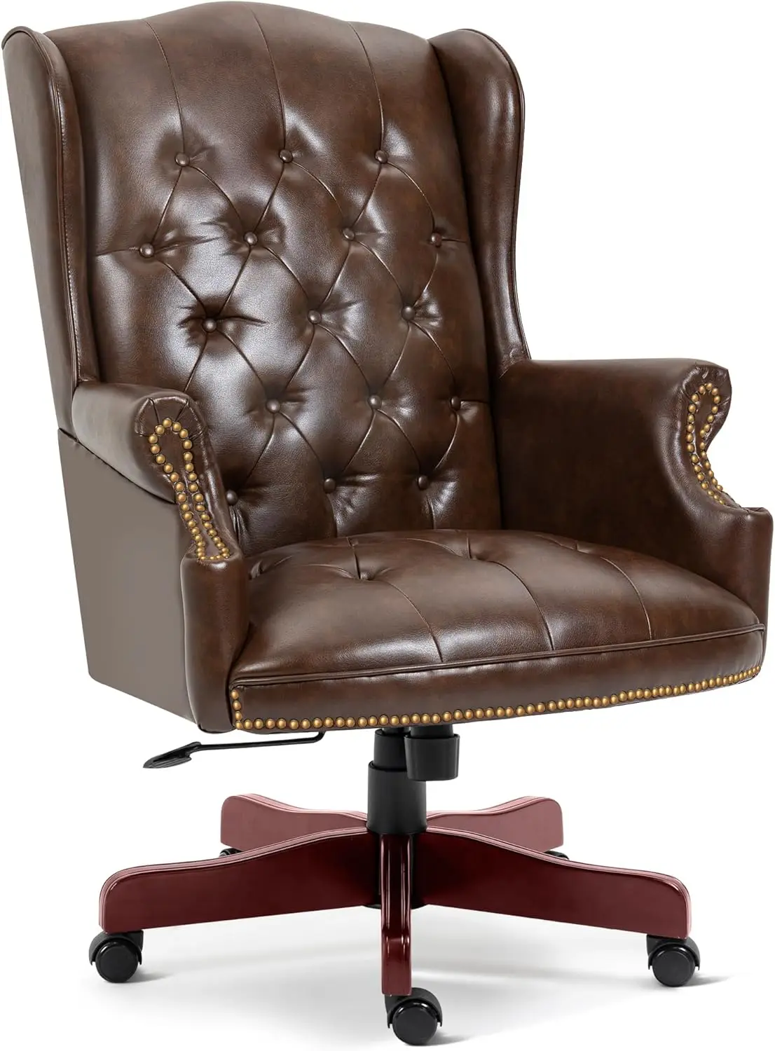 

Big And Tall Executive Office Chair, Ergonomic 360° Swivel Recliner Chair, Retro Brown Faux Leather Home Office Desk Chairs