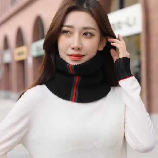 Cachecol de Lã Quente e Versátil - Protetor de Pescoço à Prova de Vento Estilo Coreano e Britânico para Mulheres com Design de Máscara