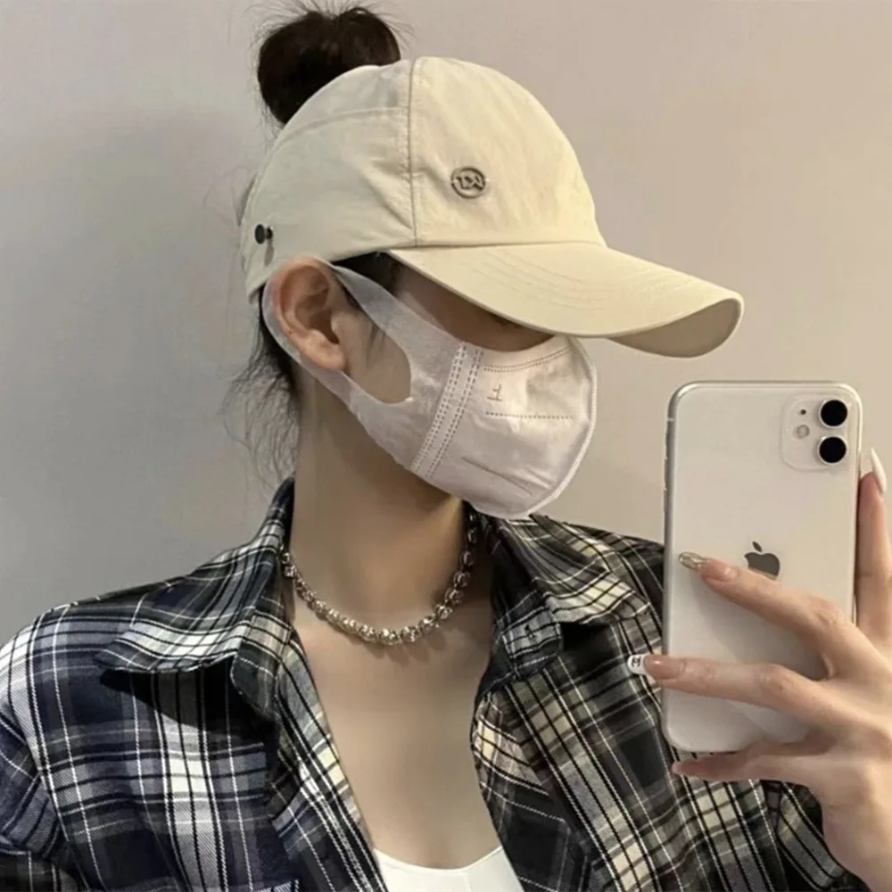 Women Ponytail Baseball Caps Quick-Dry Summer Sun Hat Messy Bun Snapback Hat Top hollow ladies Peaked Cap Adjustable Sports Hat