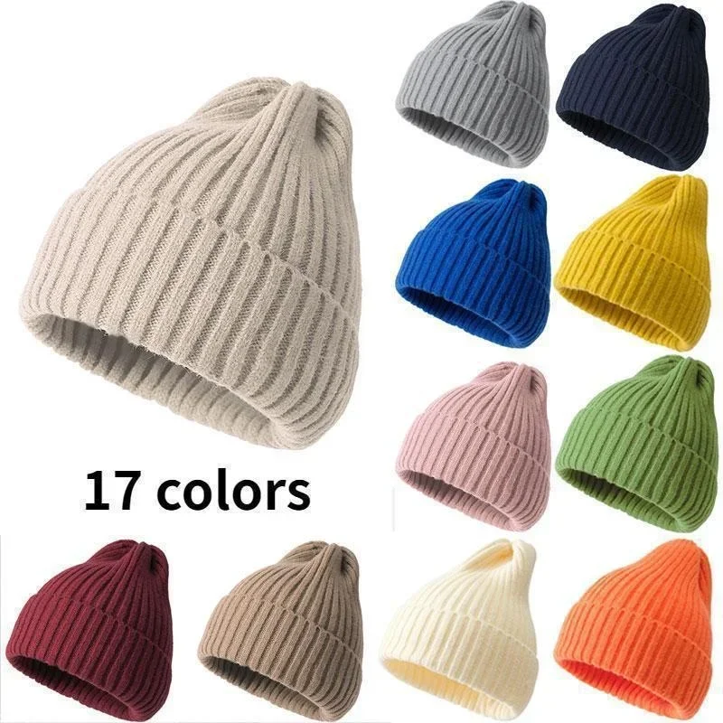 Nowa czapka beanie zimowa dla kobiet mężczyzn chłopców dziewcząt szydełkowa czapka jednolity kolor unisex jesienne czapki dziergane akcesoria uniwersalne