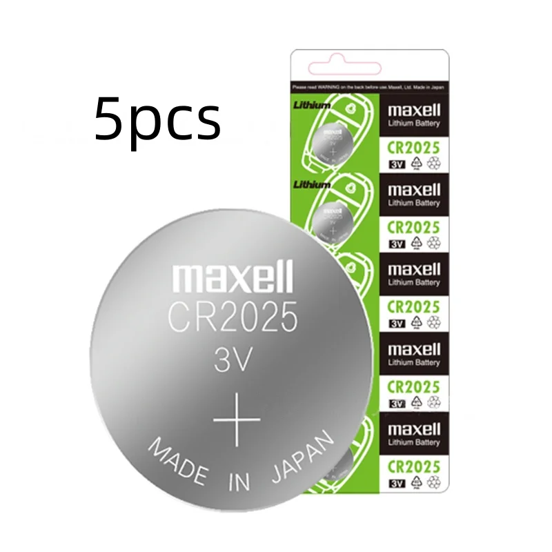 Maxell CR2025 3V Lithium Coin Battery 5PCS Made in Japan High Capacity Long Lasting for Car Key Remote Watch Calculator
