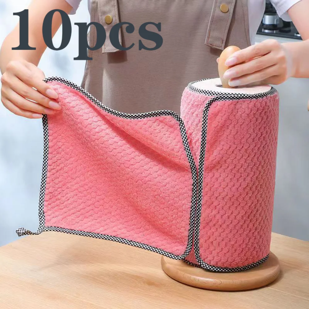 

Kitchen Daily Dish Towel Cloth Kitchen Rag Non-stick Oil Thickened Table Cleaning Cloth Double-layer Absorbent Microfiber