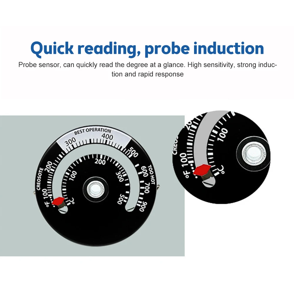 0~500 ℃ Magnetic Thermometer Wood Stove Chimney Flue Pipe Temperature Meter for Avoiding Overheat Temperature Test Detactor