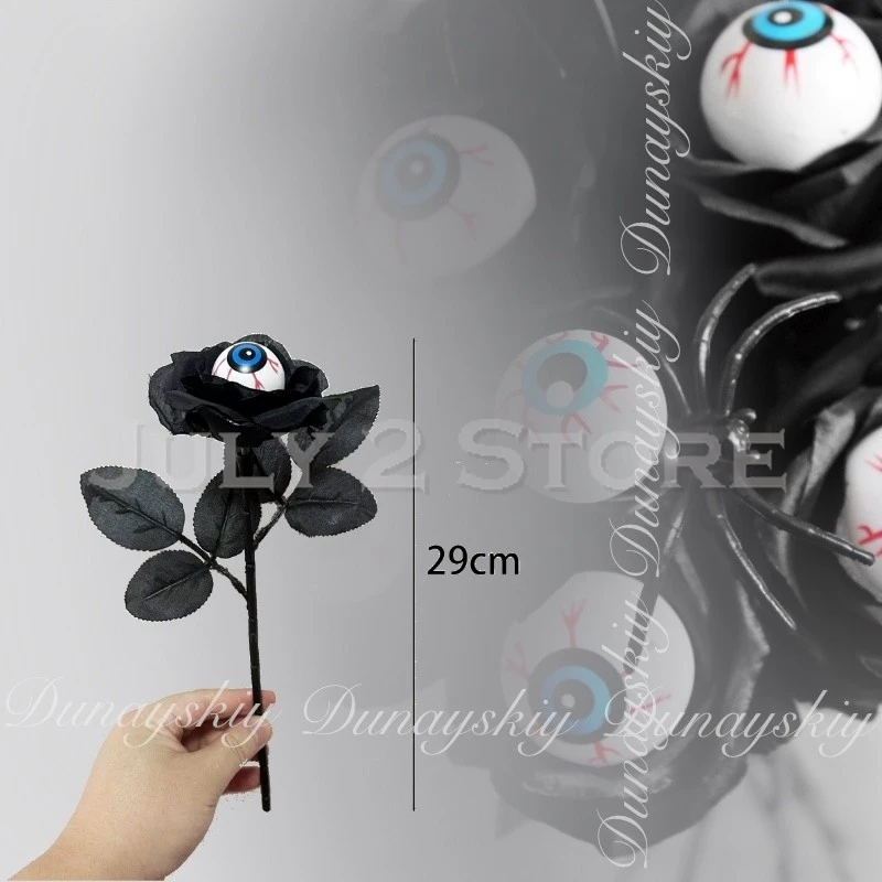 Halloween Costume Adults A Fake Rose Flower Black Single Stem Eyeballs Decoration Multicolor And Iron Wire Spider disguise Women - view 2