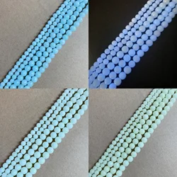 Natural Stone Glow In The Dark / Blue Luminous Jade Fluorescence Round Loose Beads 15
