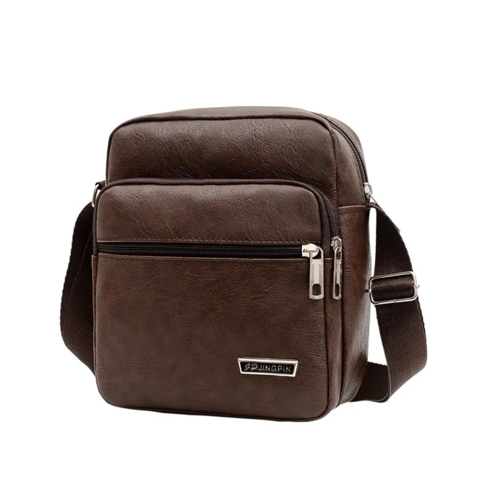 Bolso cruzado informal de cuero PU con cremallera, bolso de hombro con múltiples bolsillos, bolso de mano, bolso de negocios para hombre, viaje