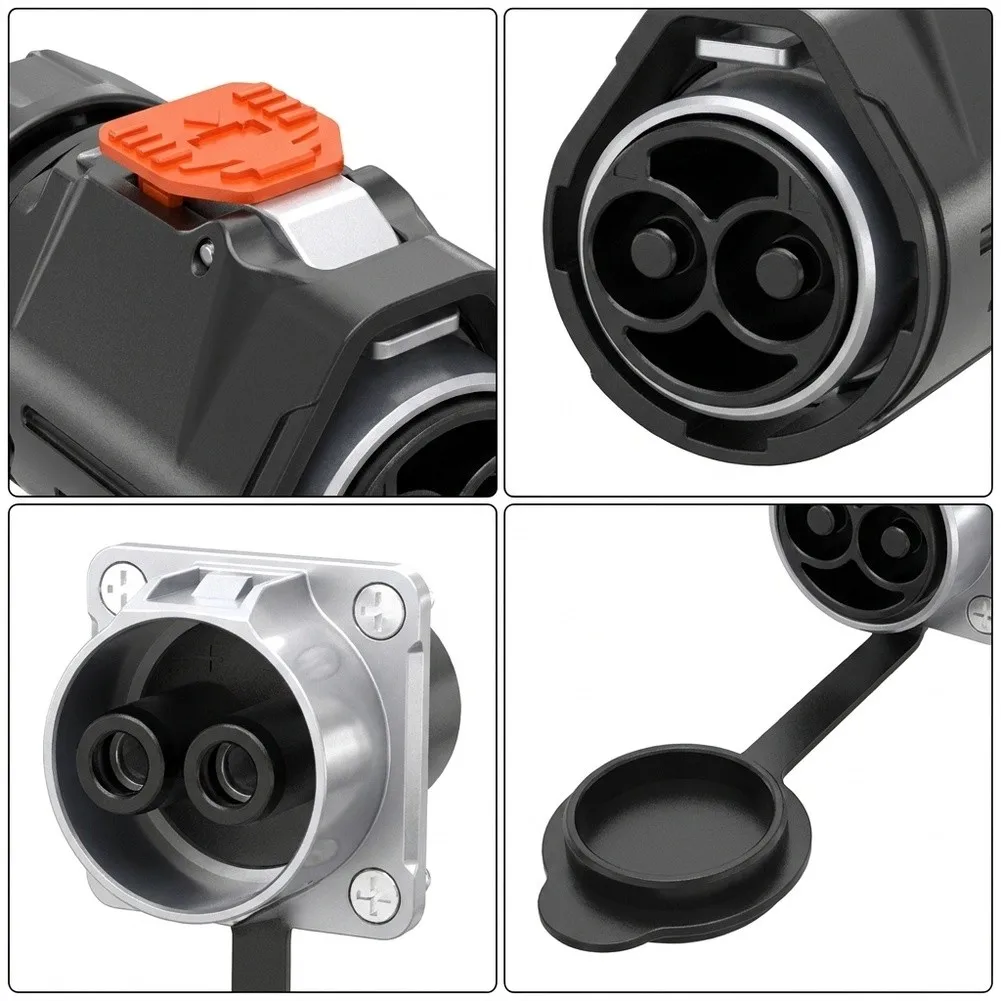 MJ32 2 Pole 120A Circular Power Connector with Gold Plated Contacts V0 Flame Retardant for Charging Pile Applications