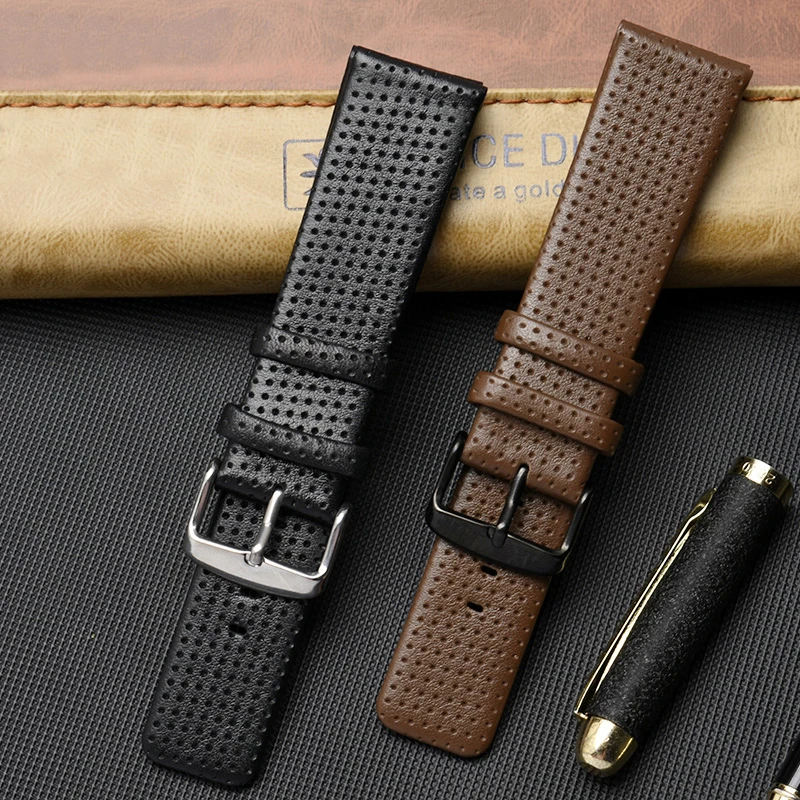 

22mm Watch Strap High-quality Leather Watchband With Men's For Citizen Photokinetic AW0010 AW0015 Original Style Brown Bracelet