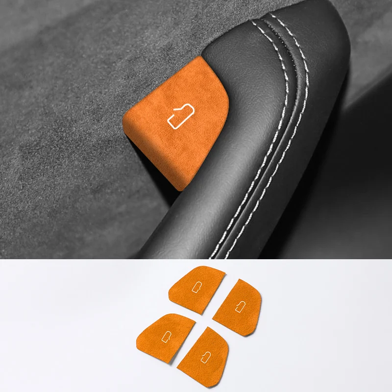 

Made of Alcantara For Tesla Model 3 Model Y Car Door Inner Handle Knob Button Trim Frame Sticker Interior Tuning Accessories