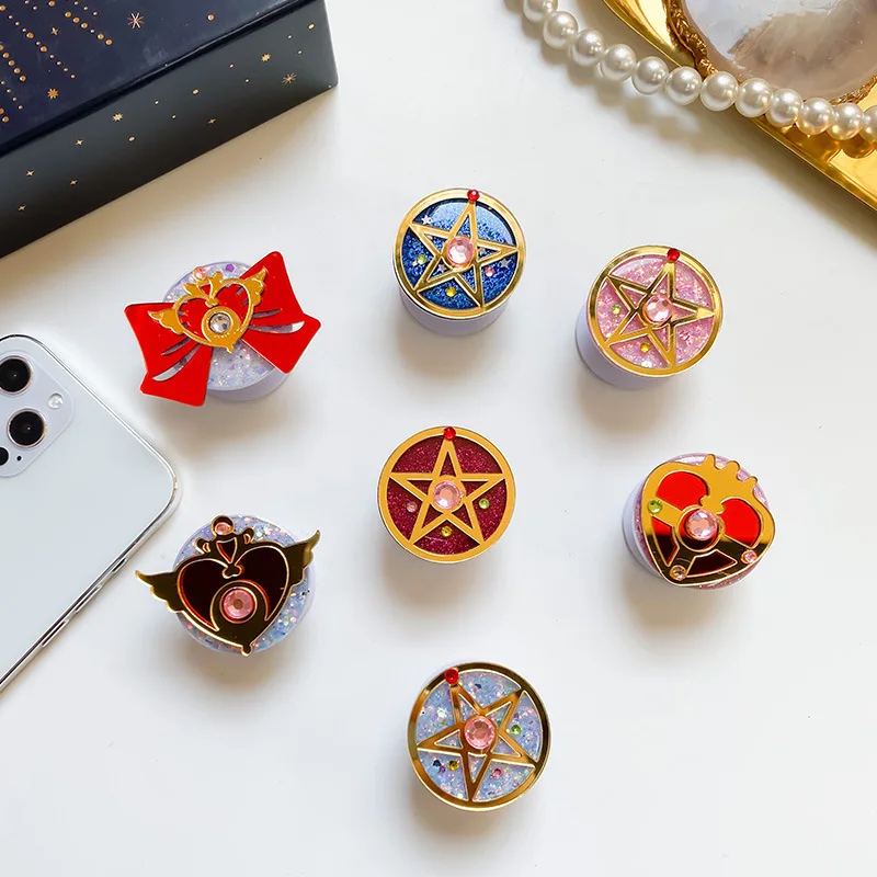 

Korean Cartoon Pretty Girl Phone Airbag Bracket Retractable Desktop for Iphone Samsung Grip Tok Stand Cushion Ring Buckle Holder