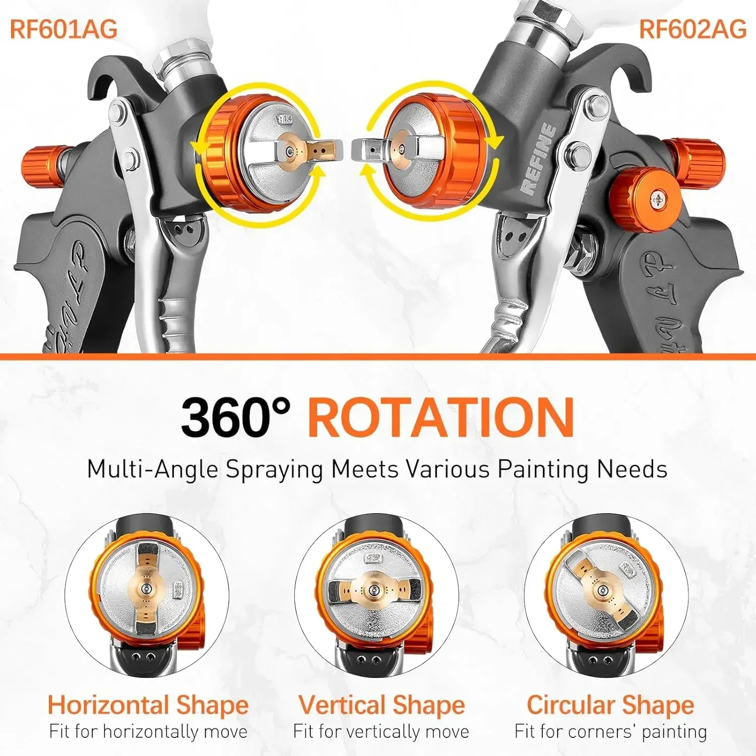 Set di pistole a spruzzo a gravità ad aria HVLP, pistola per verniciatura a 2 spruzzi, pistola per verniciatura automatica da 1,0 mm 100 ml e 1,4/1,7 mm 600 ml con regolatore dell'aria per