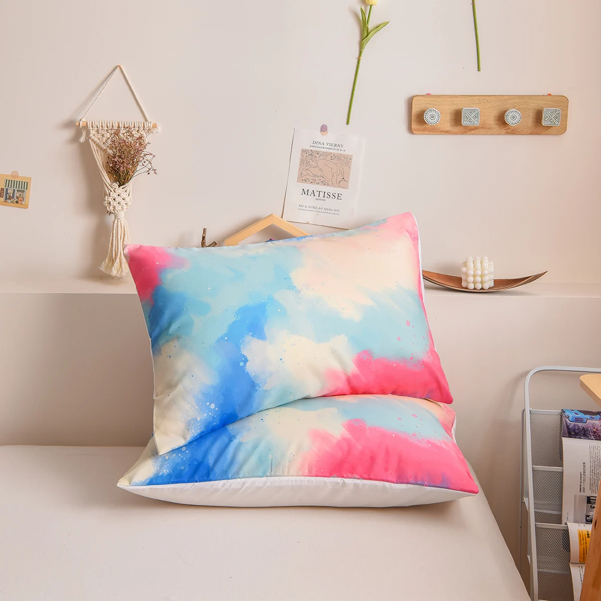 Pink Cloud Pillowcases Rainbow Pillowcases Shabby Chic Design Cute Pillow Shams 2 Pack