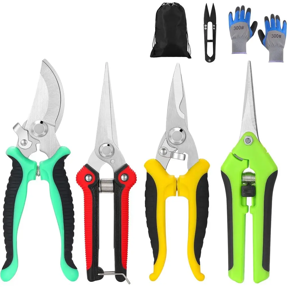 5-Piece Garden Pruning Shears Set with Gloves & Storage Bag  Stainless Steel Trimming Scissors for Lowers, Herbs & Small Branch