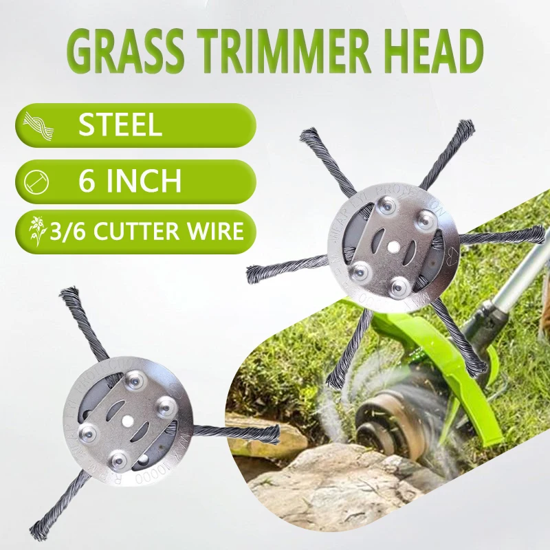 

6 Inch Steel Grasss Trimmer Head 3/6 Cutter Wire BrushCutter Weed Blade for Home Garden Grass Trimmer Head Lawn Mower Power Tool