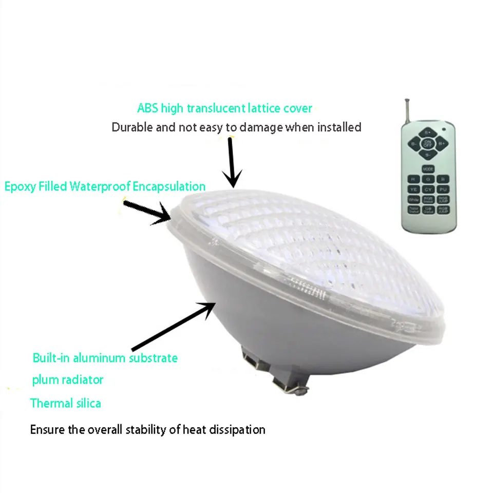 24W 36W 48W 60W 72W LED fish pond underwater light RGB+ warm white underwater light 12V PAR 56 IP68 color Spotlight with remote