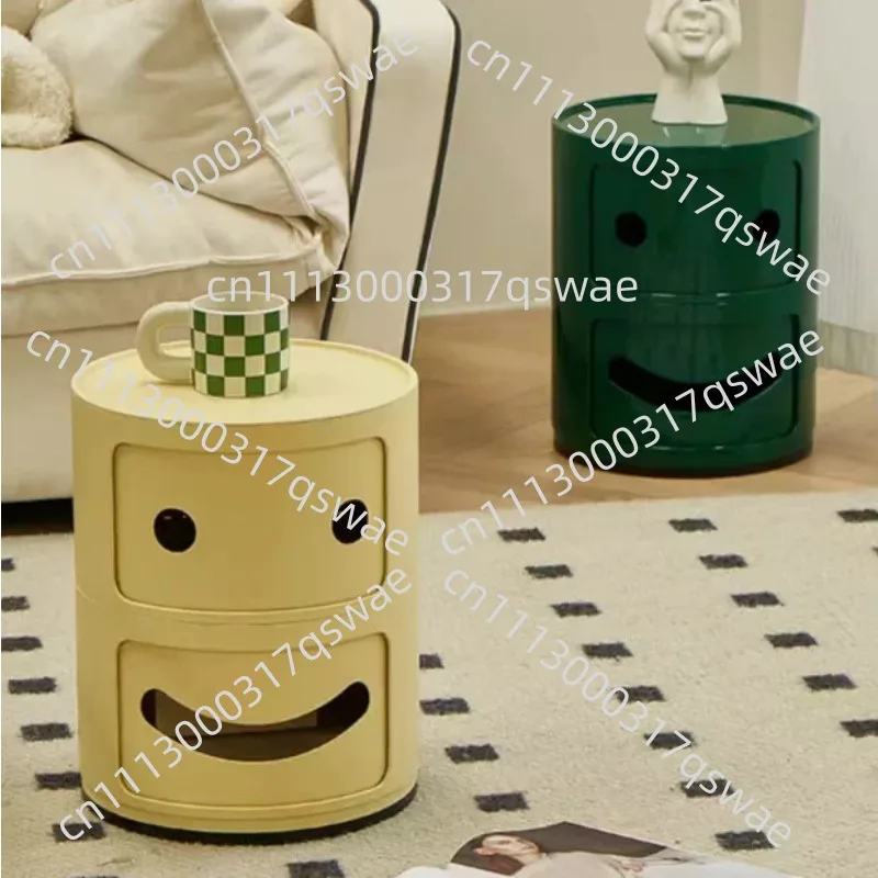Nordic Simple Bedside Table Small Round Narrow Mini Plastic Locker Multi-Layer Internet