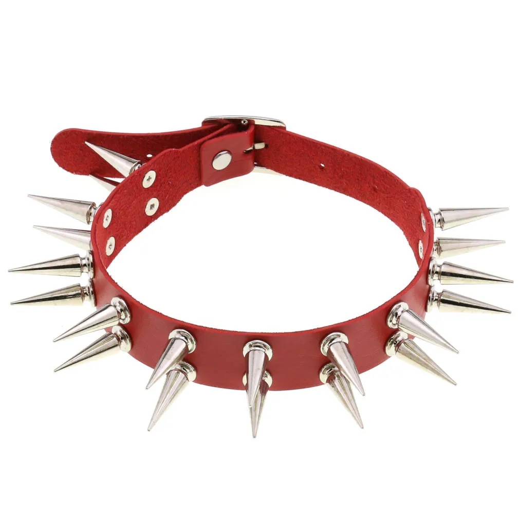 New Emo Spike Choker Punk Collar Female Women Men Black Leather Studded Rivets Chocker Necklace Goth Jewelry Gothic Accessories