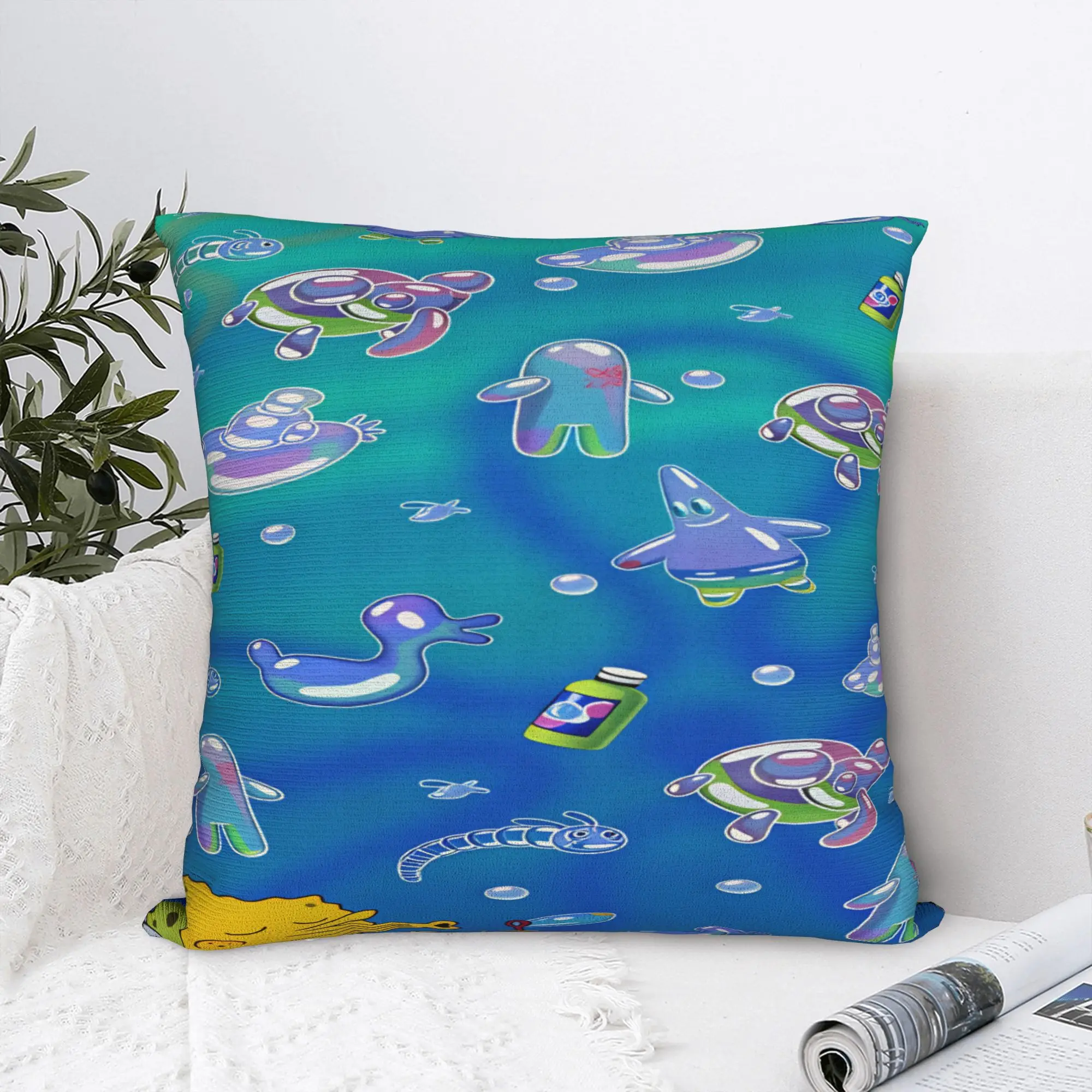 SpongeBobs Plankton  Pillow Case  Kawaii Pillow Cover Graphic Pillowcases For Sofa Car Home Decor