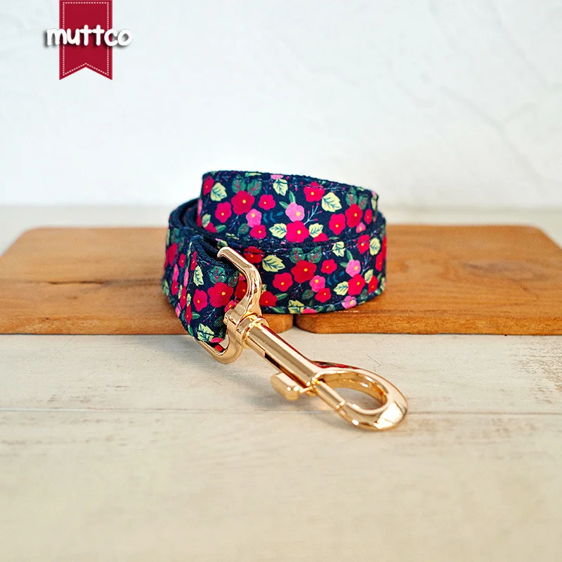 MUTTCO this is a bright flower pattern dog collar DARK ROSE GARDEN creates a mysterious and welcoming feel UDC149