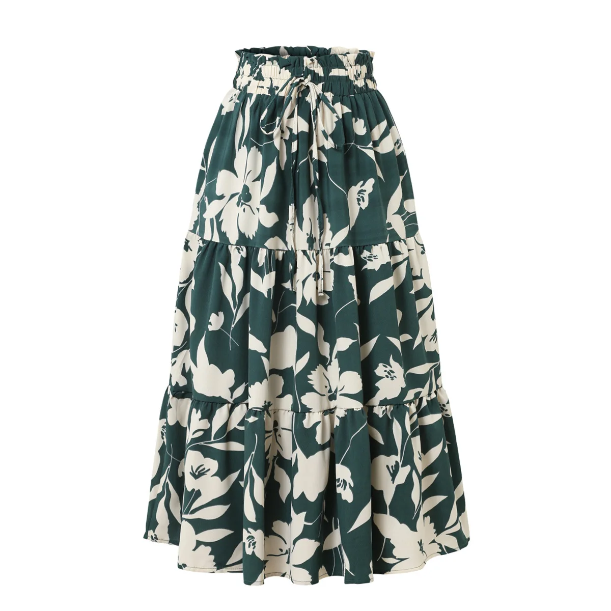 Summer Women's Print Vintage Loose Skirts Lady Casual Elegant Boho Beach Holiday Skirts Womens Summer Beach Clothing