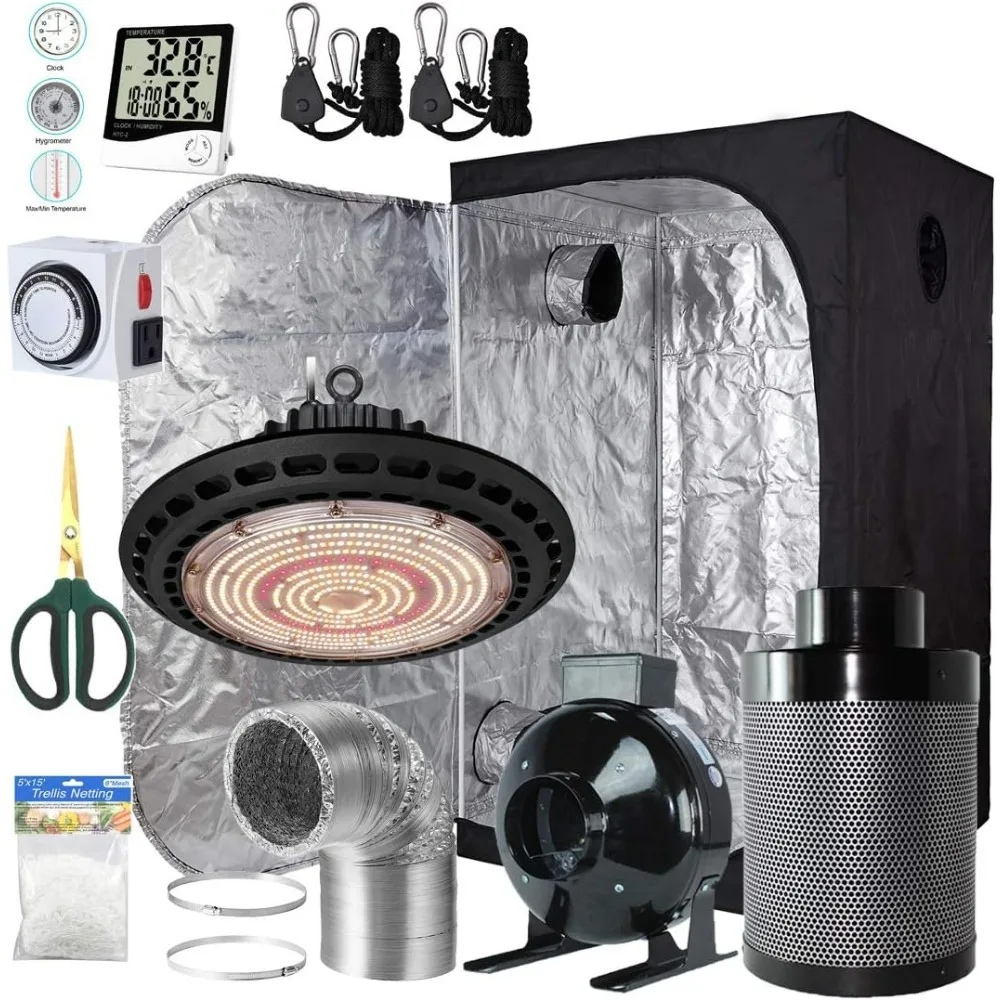 

600W Full Spetrum LED Grow Light 36''x36''x72'' Grow Tent 6'' Fan Filter Duct Combo + Hangers Hygrometer + Indoor Grow Tent