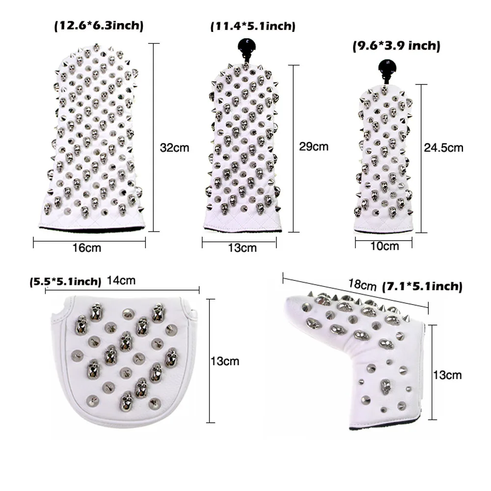 Remaches de calavera, cubierta para cabeza de palo de Golf, conductor, maderas de calle, mazo de hoja híbrida, Putter, cubierta protectora