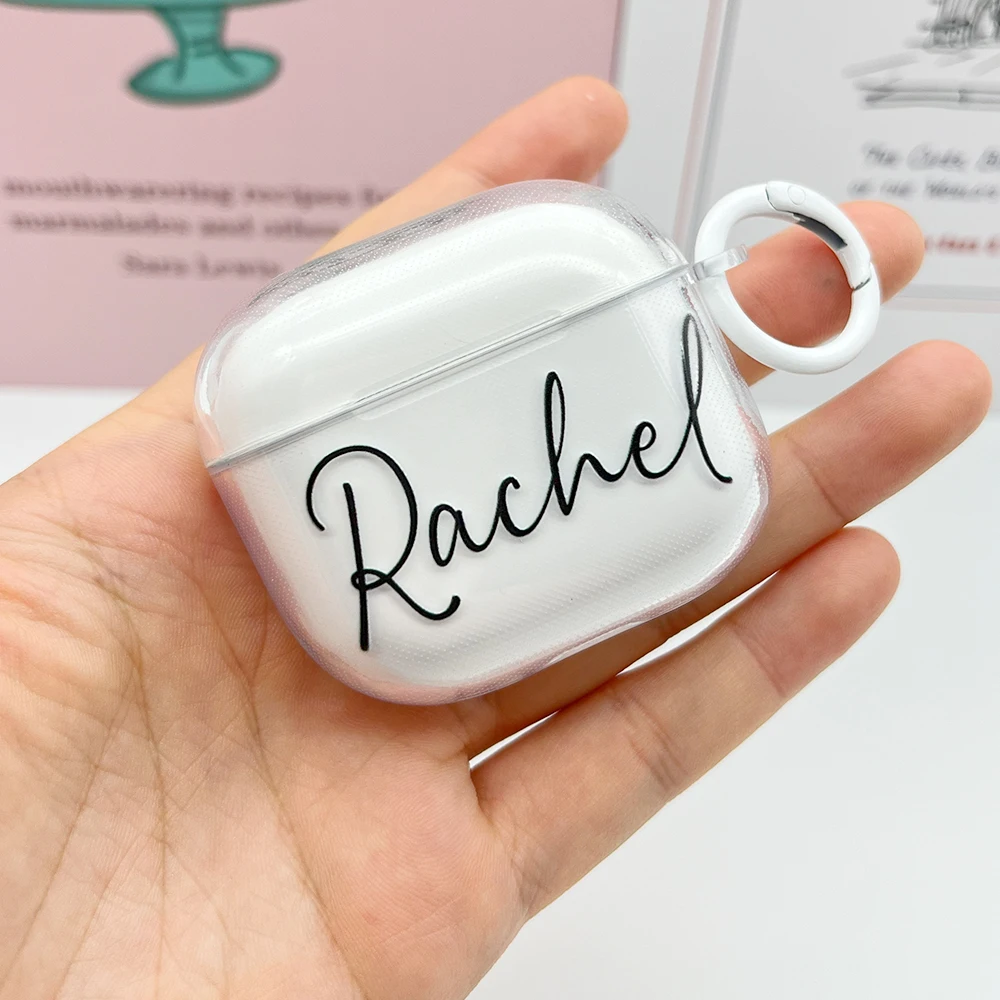 Customized Name Case Transparent Soft TPU Case Bluetooth Earphone Cover For Apple Air Pods Pro 2 Case Cute Airpods 2 3 1 Bags