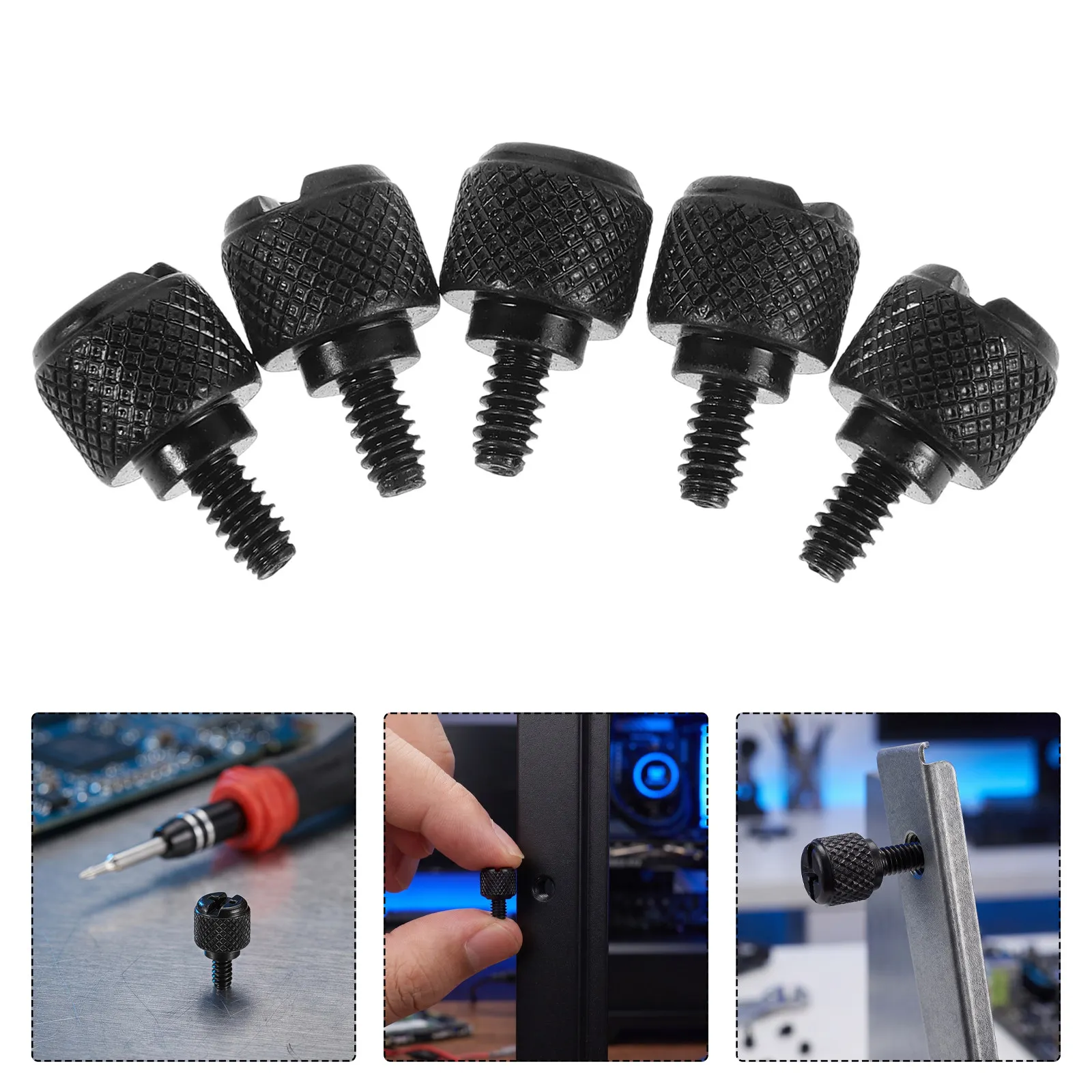 200Pcs Black Pc Case Screws Alloy Knurled Thumb Screws for Computer Chassis Motherboard Power Supply GPU Hardware