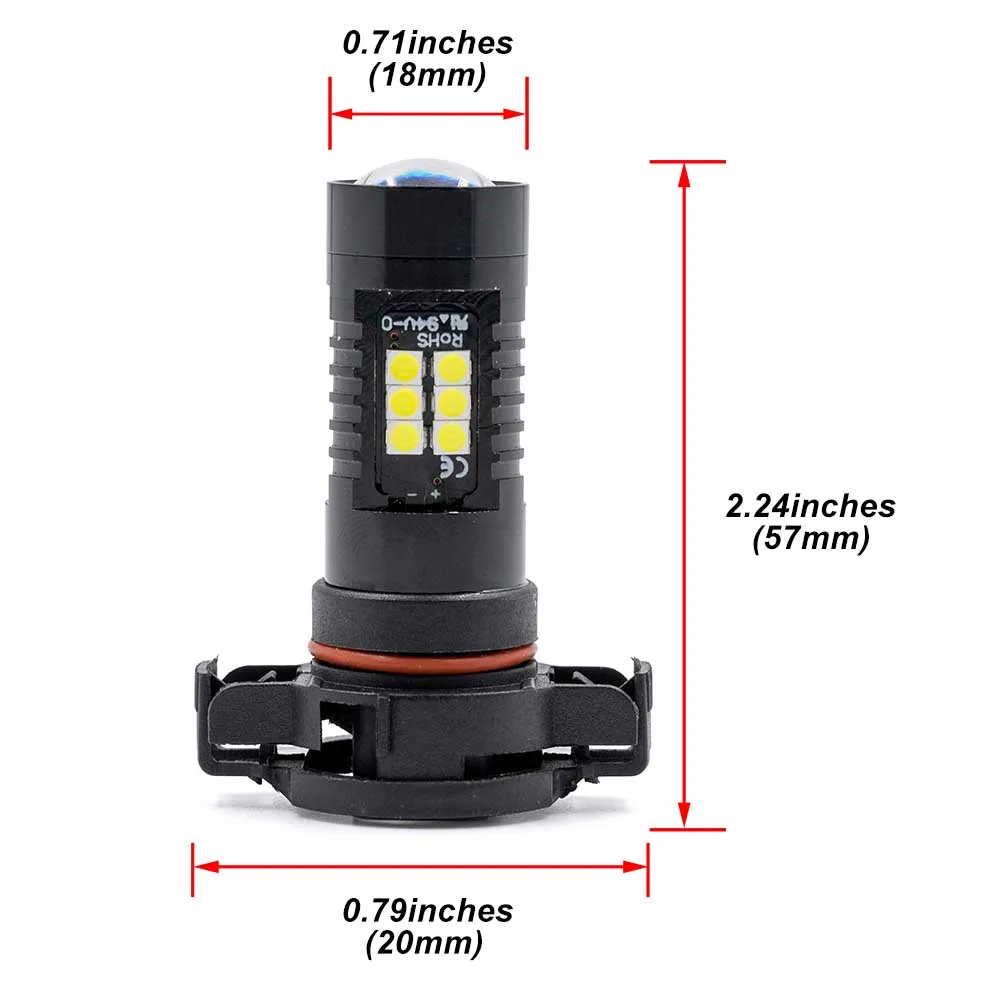 2PCs For Jaguar XF 2008 2009 2010 2011 5202 PS19W PS24W H16 Projector Led Backup Reverse Light Bulbs Auto Replace Lamp