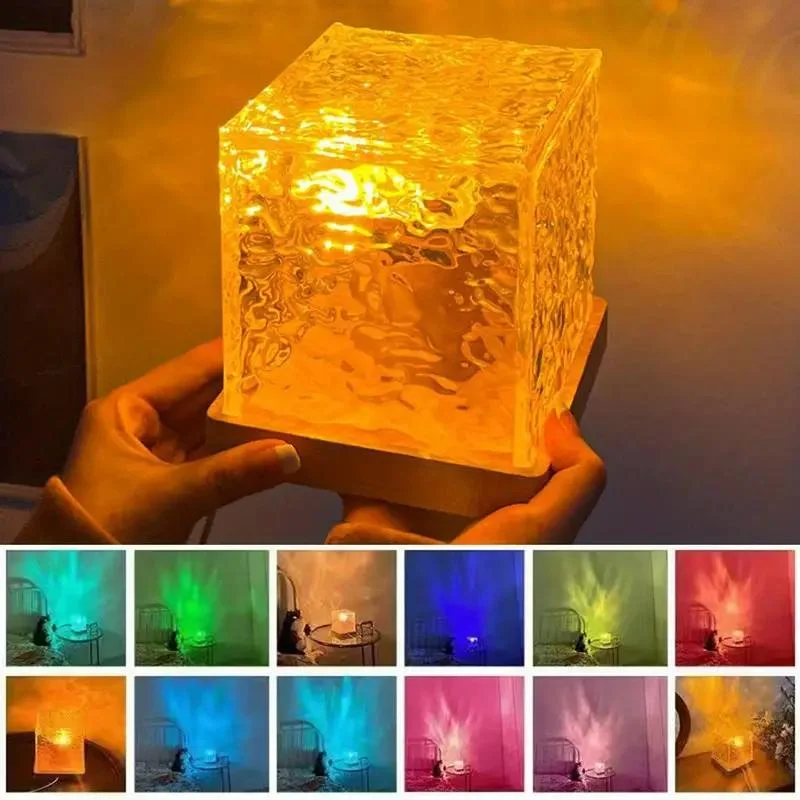 1pc 16/3 Colors Romance Dynamic Light Shadow Atmosphere Lights Rotating Water Ripple Lamps Night Projection Lamp for Home Decor