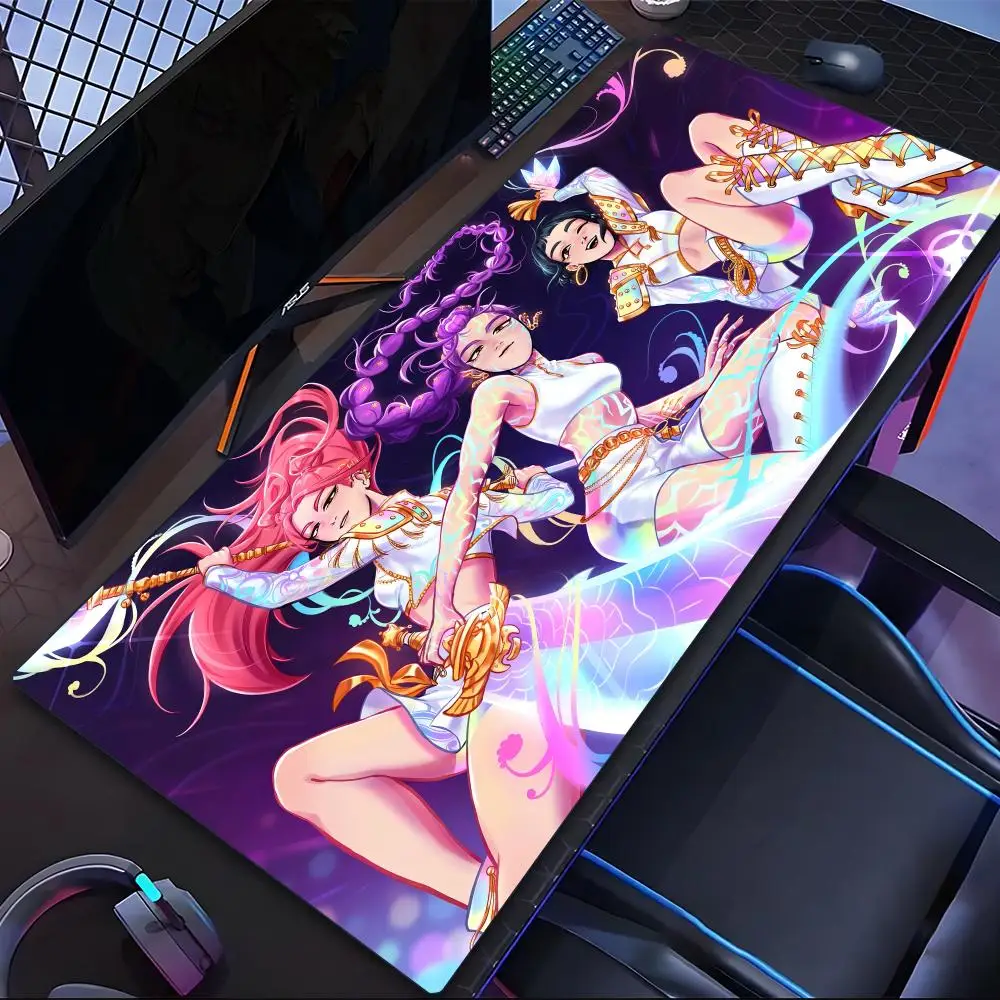 

KPop D-Demon Hunters Mouse Pad Tablet Laptop xl desktop mouse mat cute HD printing Gaming keyboard pad csgo Player 90x40