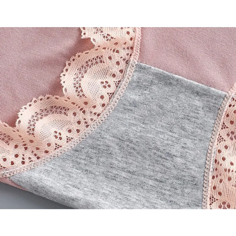 2023 New Modal Women's Underwear Women's High Waist Abdominal Hip Lifting Cotton Antibacterial Crotch Lace Edge Shorts Panties