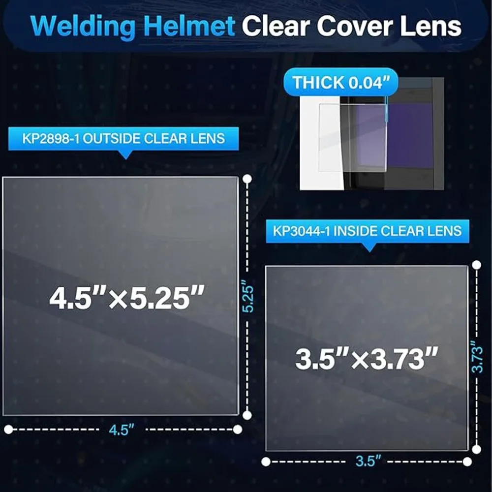 20 Pcs Clear Protective Welding Helmet Lens Replacement Solar Auto Darkening Clear Cover Lens Replacement Lens Kit Industrial
