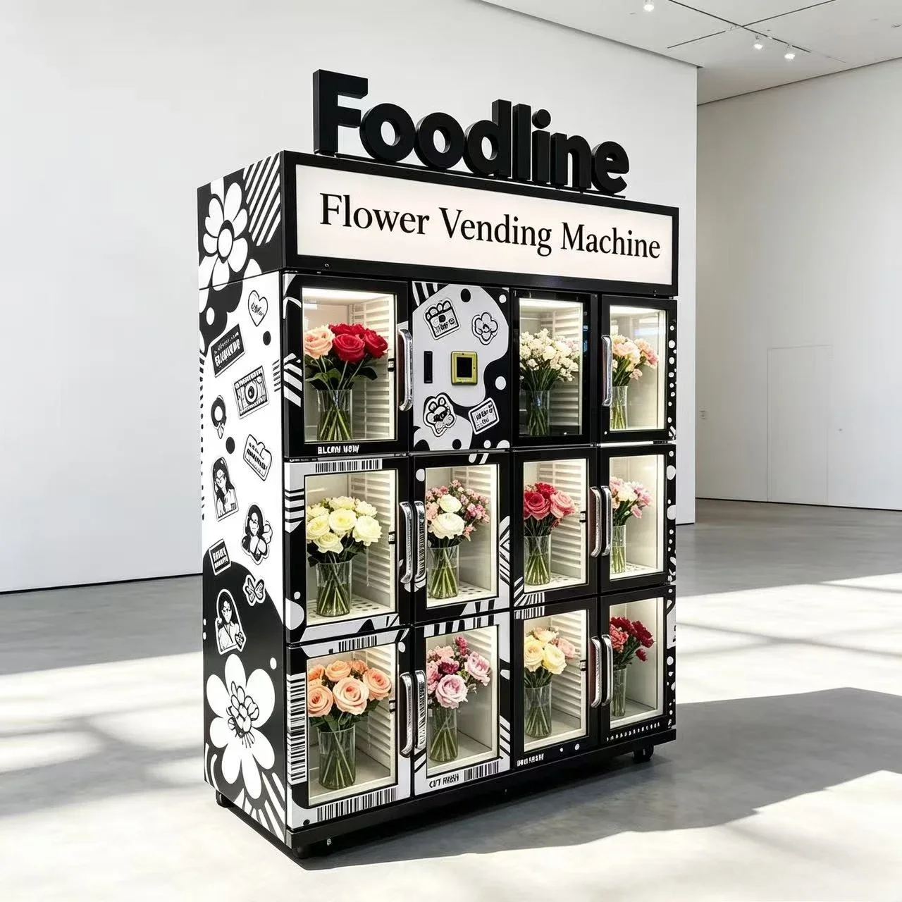 Commercial Flower Vending Machine With Rain Canopy Fresh Flower Bouquet Smart Locker Vending Machine Touch Screen Payment System