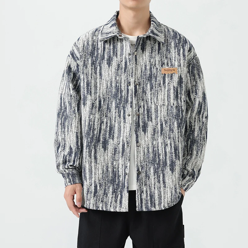 

Мужская повседневная куртка 2024 года, новая модель, весна-осень, в стиле Small Fragrance, из смесового полиэстера и хлопка, с длинными рукавами, модный отложной воротник