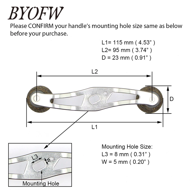 BYOFW Gunsmoke Baitcasting Aluminum Alloy Reel Handle Rubber Cork Knobs for Abu Garcia Daiwa Rocker Accessories Hole Size 8*5mm