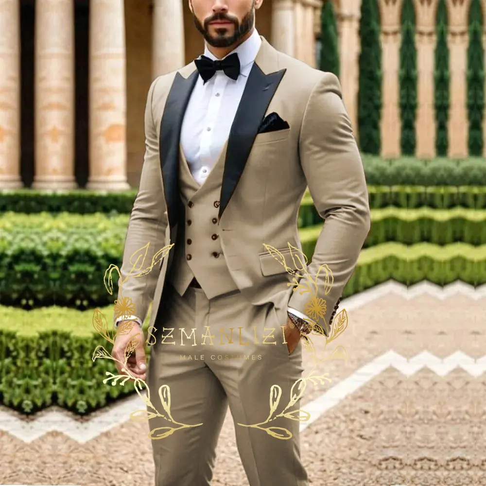 Mais recente design luz verde terno masculino negócios formal noivo padrinho festa de casamento baile masculino smoking 3 peça blazer colete calças