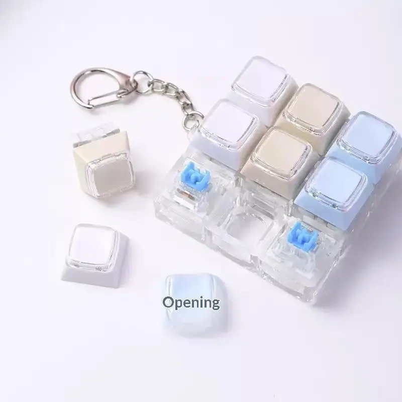 9 Keys Mechanical Keyboard Keychain Cute Creative Stress Relief Toy Key Pendant Bag Hanging Decoration For Adults Kids Gift