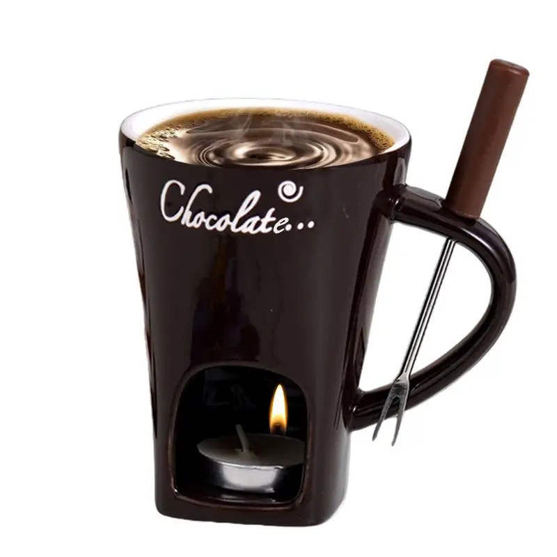 Chocolate Fondue Mug Melting Cup Ceramic Melting Cup Hot Pot Fondue Mug Melting Pot Tea Light Heating Butter Warmer For