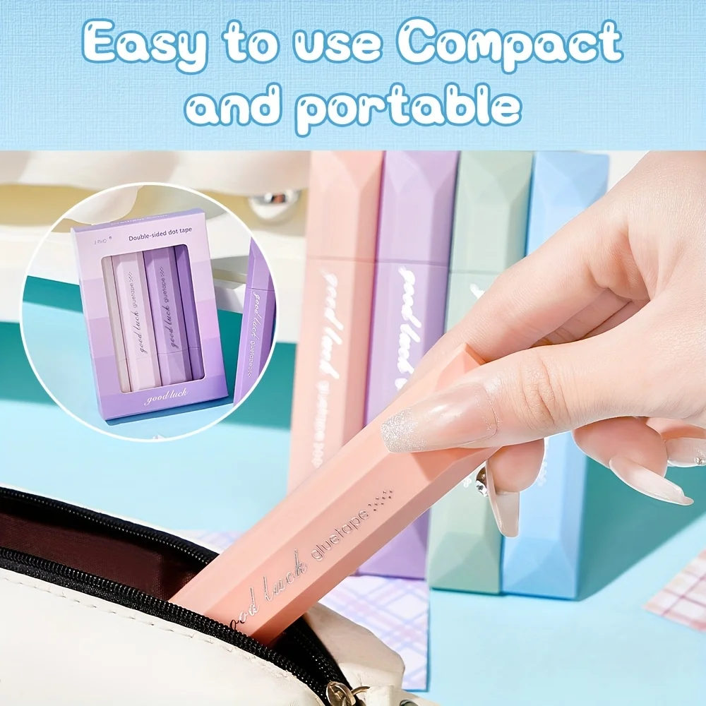 4 قطع أقلام توزيع ذات سعة كبيرة على الوجهين، لاصقة سلسة، مناسبة لسجلات القصاصات والقرطاسية المكتبية DIY