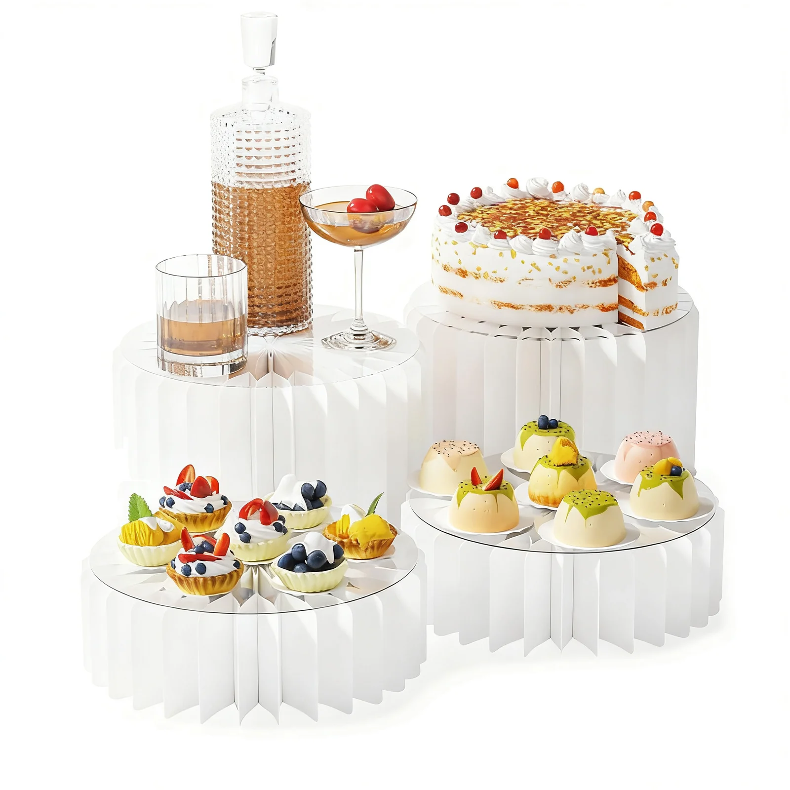 Event Dessert Table Sturdy Paperboard Construction Lightweight Easy Transport Elegant White Finish