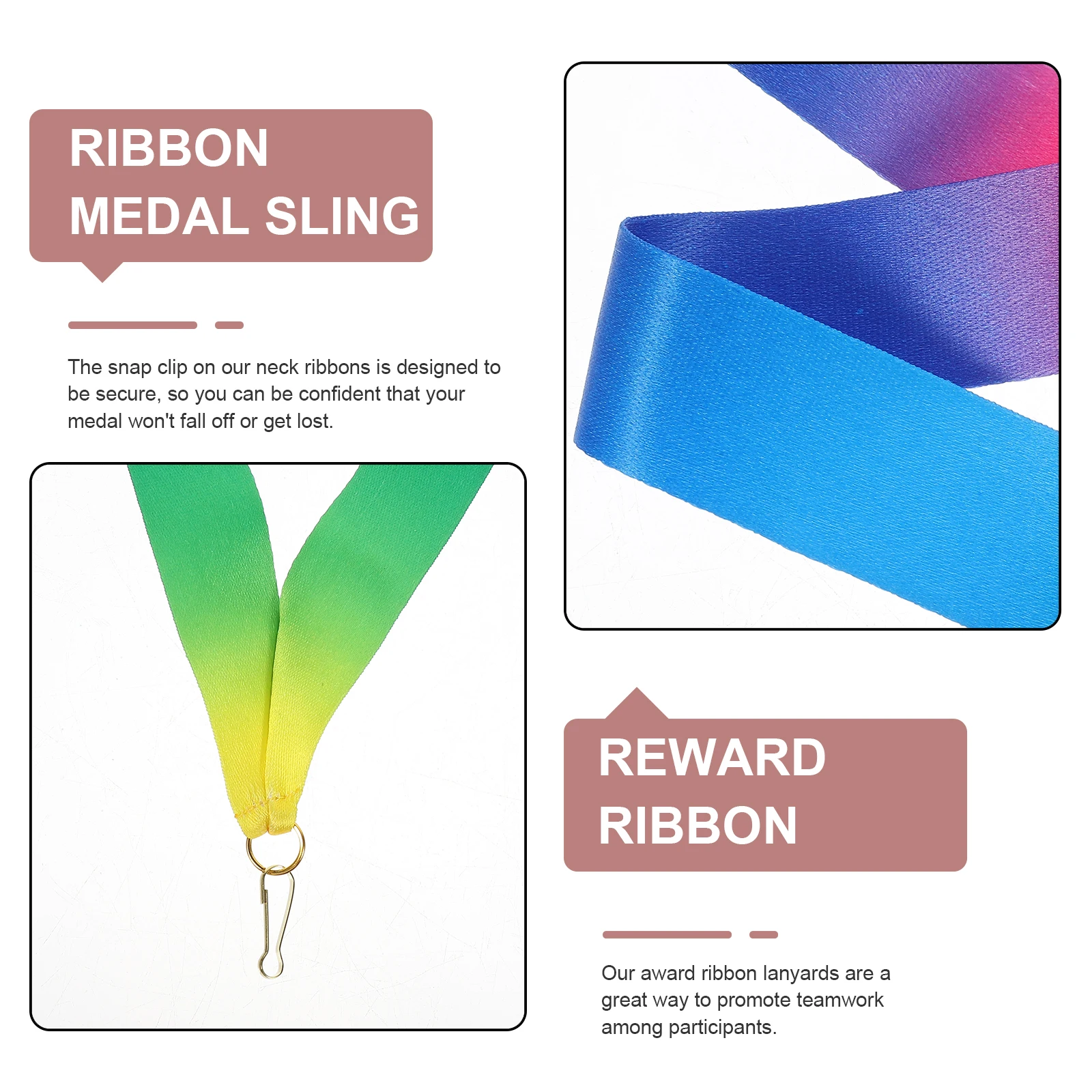 

12pcs Medal Red White Blue Medal Lanyard With Clips Striped Polyester Cotton Sports Event Hanging Accessories