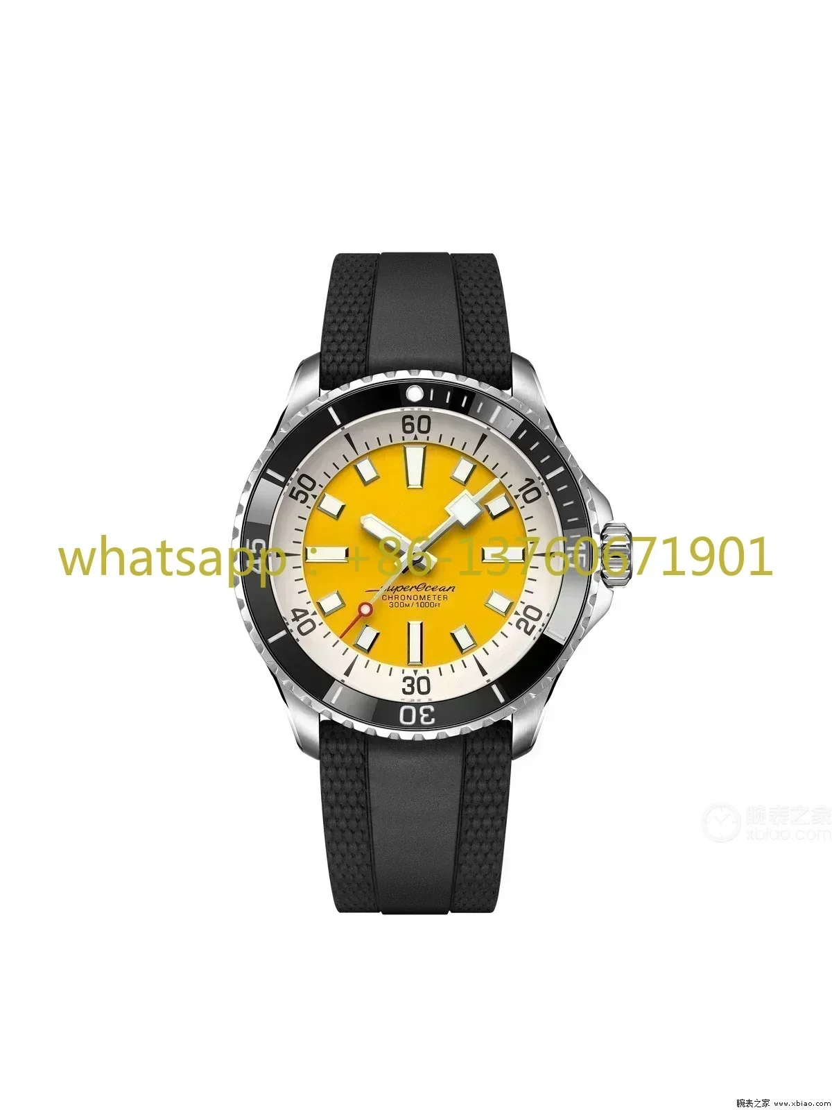 Luxury New Mens Automatic Mechanical Watch Superocean Stainless Steel Black Rubber Sapphire Glass Yellow Blue Dial 42mm