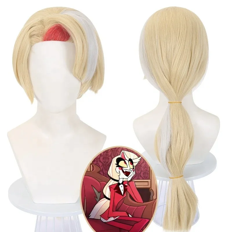 Charlie Morningstar Wig 65cm Long Blonde Mixed Hazbin Hotel Cosplay Synthetic Anime Halloween Party Cosplay Wig