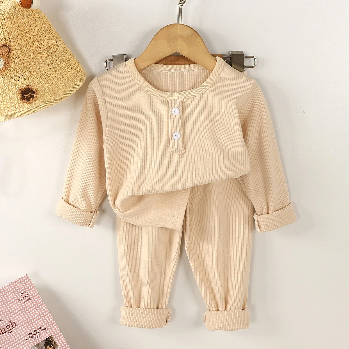 2026 Autumn Kids Underwear Set Knit Long Sleeves T Shirt+Pants Children Set Korean Style Kids Pajamas Suit for Boys Girls - view 2